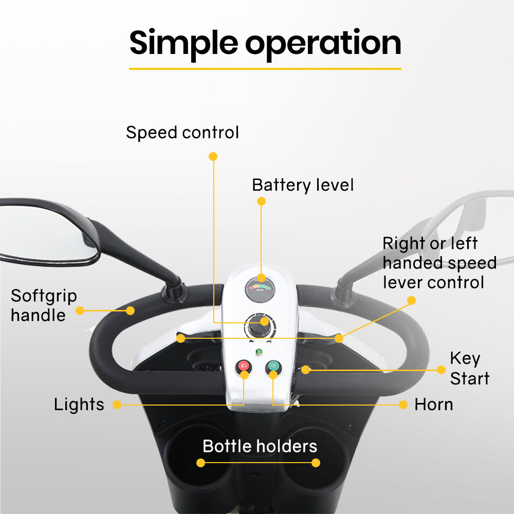 EQUIPMED Electric Mobility Scooter For Elderly Motorized Riding Older Adults Aid Portable E-Scooter V219-AGCMSCEMQA3BL