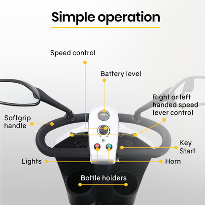 EQUIPMED Electric Mobility Scooter For Elderly Motorized Riding Older Adults Aid Portable E-Scooter V219-AGCMSCEMQA3BL