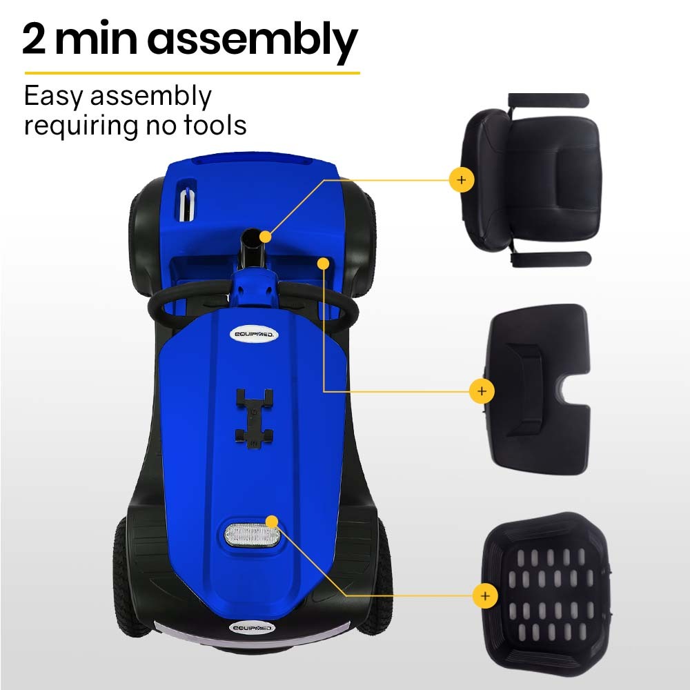 EQUIPMED Electric Mobility Scooter For Elderly Motorized Riding Older Adults Aid Portable E-Scooter V219-AGCMSCEMQA3BL