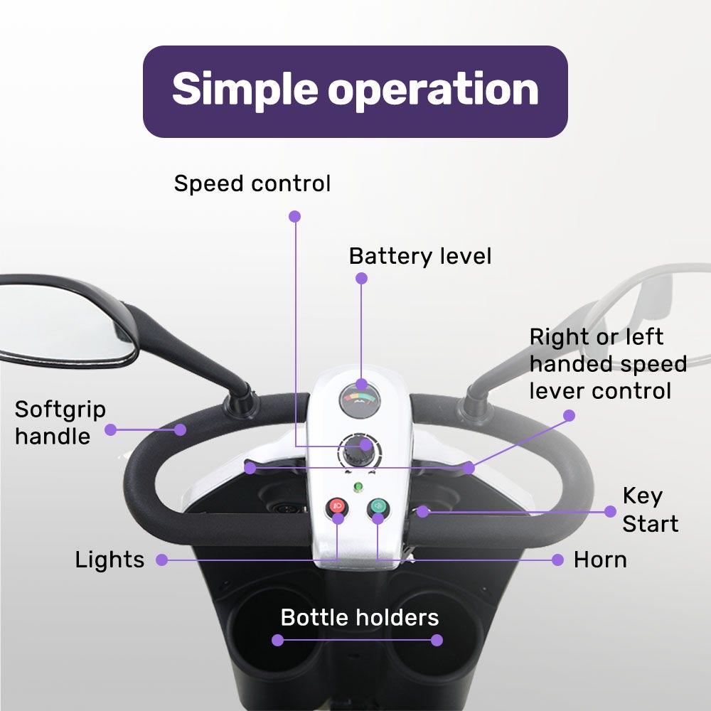 EQUIPMED Mobility Scooter Electric Motorized Ride On E-Scooter for Elderly Older Adult Handicap Aid V219-AGCMSCEMQA3SL