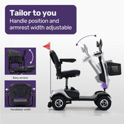 EQUIPMED Mobility Scooter Electric Motorized Ride On E-Scooter for Elderly Older Adult Handicap Aid V219-AGCMSCEMQA3SL