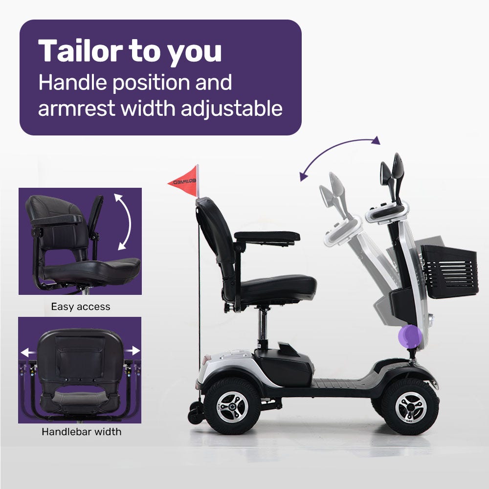 EQUIPMED Mobility Scooter Electric Motorized Ride On E-Scooter for Elderly Older Adult Handicap Aid V219-AGCMSCEMQA3SL