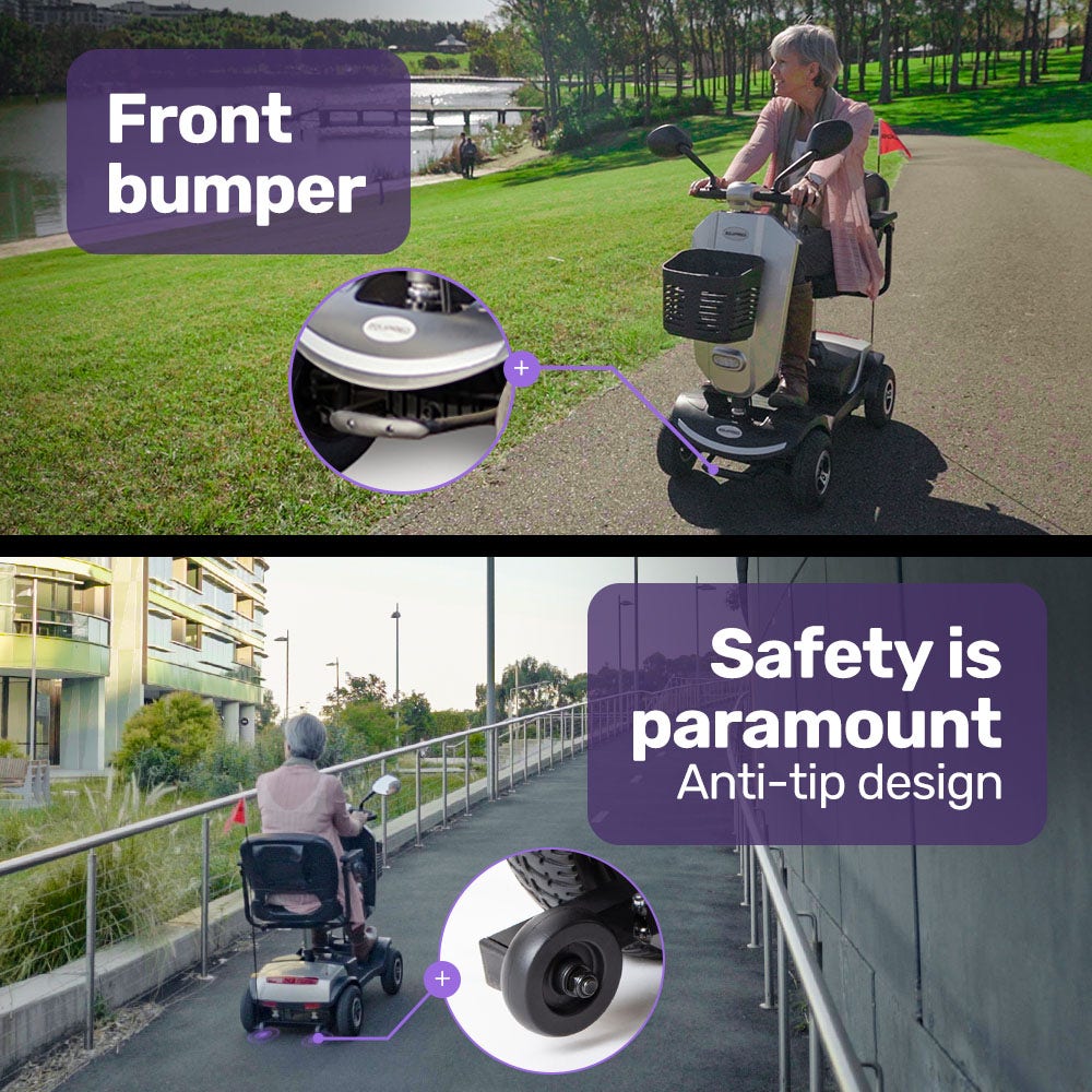 EQUIPMED Mobility Scooter Electric Motorized Ride On E-Scooter for Elderly Older Adult Handicap Aid V219-AGCMSCEMQA3SL