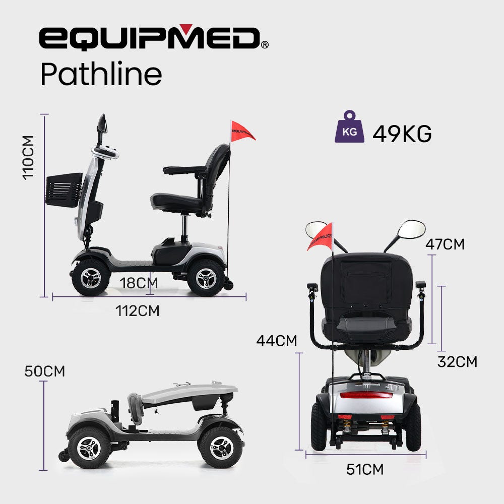 EQUIPMED Mobility Scooter Electric Motorized Ride On E-Scooter for Elderly Older Adult Handicap Aid V219-AGCMSCEMQA3SL
