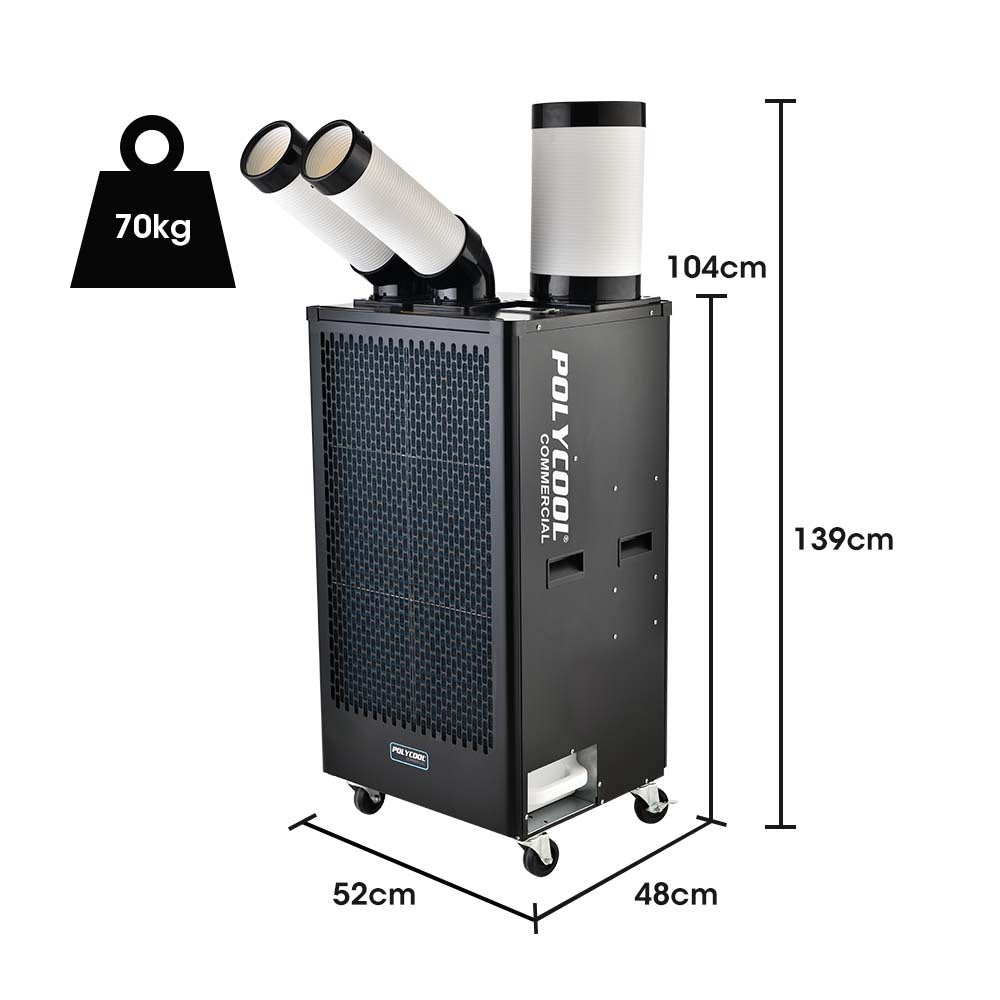 POLYCOOL 4.5kW Portable Industrial Spot Cooler, with Twin Cooling Ducts, 15A Plug V219-AIRINDPLYA55K