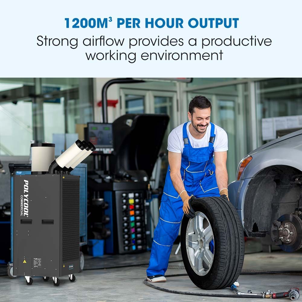 POLYCOOL 6.5kW Portable Industrial Spot Cooler, with Triple Cooling Ducts, 15A Plug V219-AIRINDPLYA75K