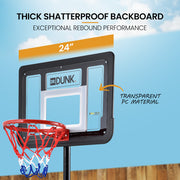 DR. DUNK Portable Kids Basketball Hoop Stand System, 1.15m to 1.60m Height Adjustable V219-ATHBSTDDK12A