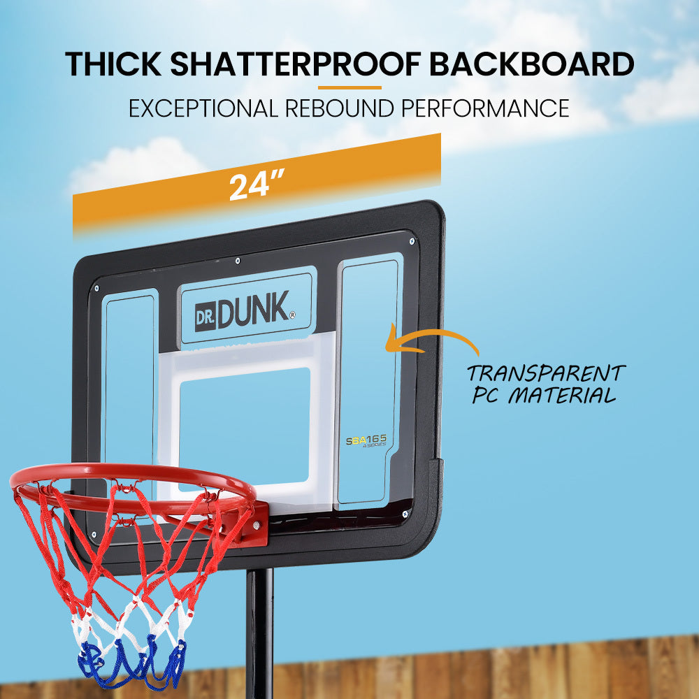 DR. DUNK Portable Kids Basketball Hoop Stand System, 1.15m to 1.60m Height Adjustable V219-ATHBSTDDK12A