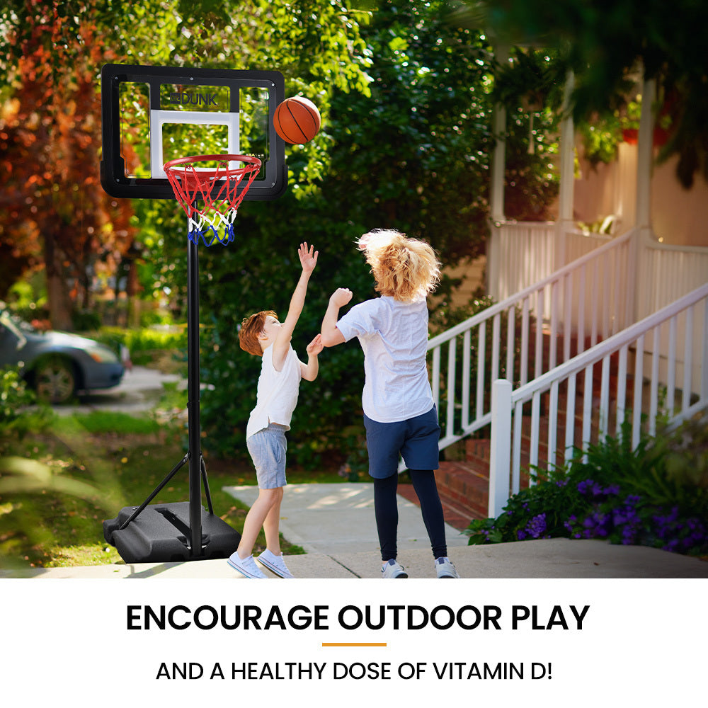 DR. DUNK Portable Kids Basketball Hoop Stand System, 1.15m to 1.60m Height Adjustable V219-ATHBSTDDK12A