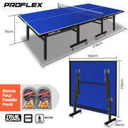 Proflex Table Tennis Table, with 4 Player Ping Pong Paddle and Pingpong Ball Pack V219-ATHTTBPFT1IA