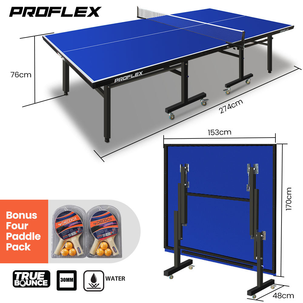 Proflex Table Tennis Table, with 4 Player Ping Pong Paddle and Pingpong Ball Pack V219-ATHTTBPFT1IA