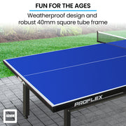 Proflex Premium Outdoor Table Tennis Table, with 4 Player Ping Pong Paddle and Pingpong Ball Pack V219-ATHTTBPFT2OA