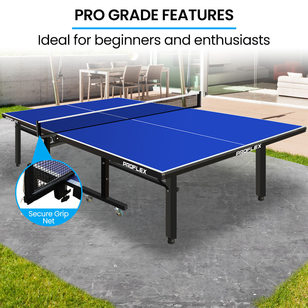 Proflex Premium Outdoor Table Tennis Table, with 4 Player Ping Pong Paddle and Pingpong Ball Pack V219-ATHTTBPFT2OA