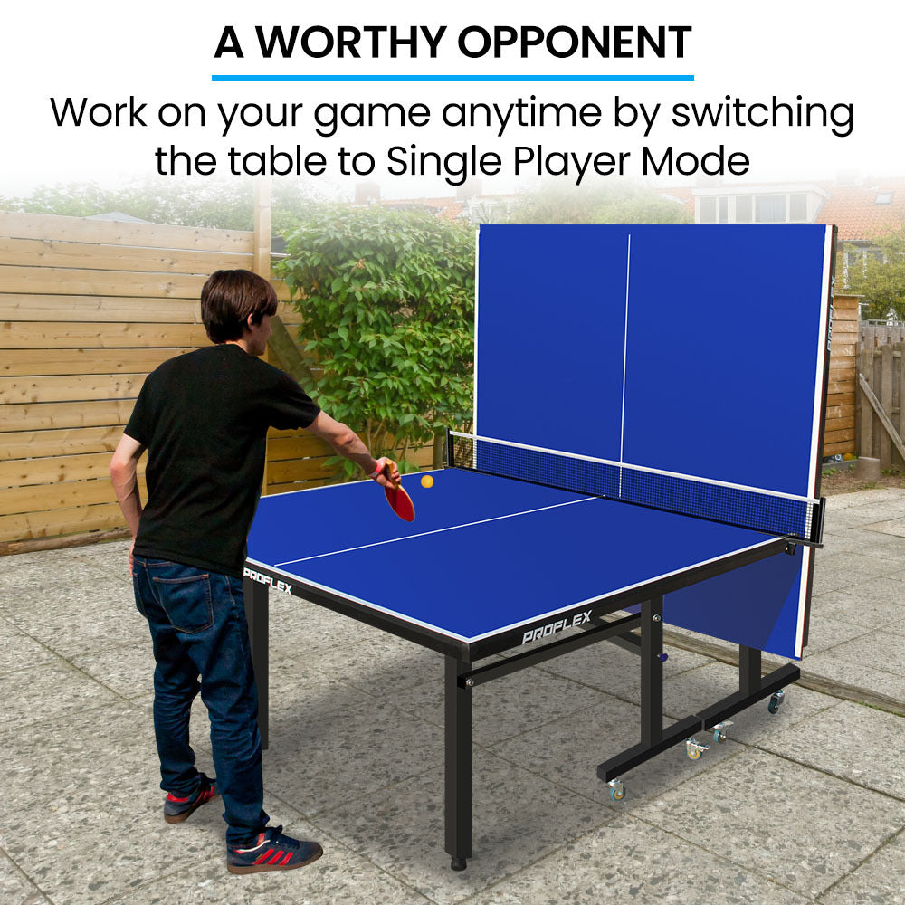 Proflex Premium Outdoor Table Tennis Table, with 4 Player Ping Pong Paddle and Pingpong Ball Pack V219-ATHTTBPFT2OA
