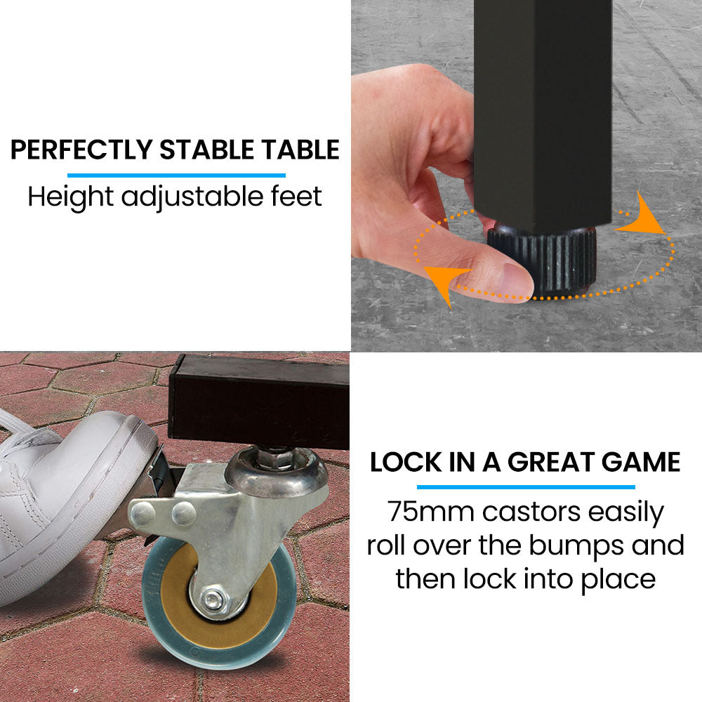 Proflex Premium Outdoor Table Tennis Table, with 4 Player Ping Pong Paddle and Pingpong Ball Pack V219-ATHTTBPFT2OA