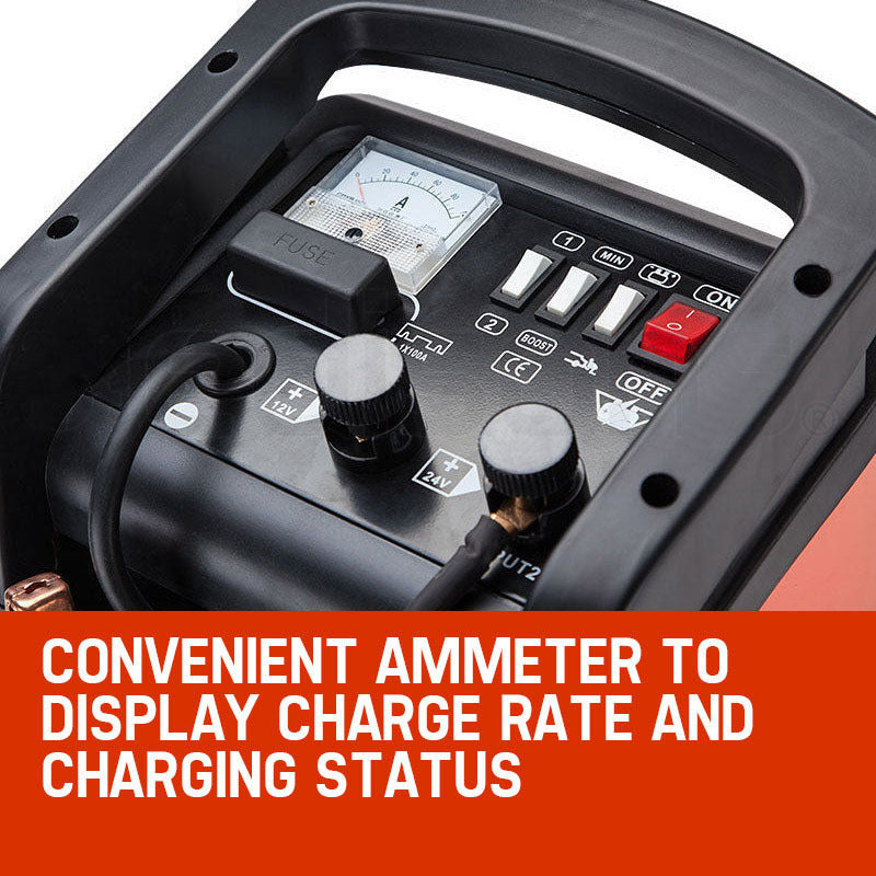 ROSSI 280 Amp Car Battery Charger, 12v/24v Jump Starter, for ATV Boat Truck Tractor, 15A Plug V219-ATOCHG280ROSACAB