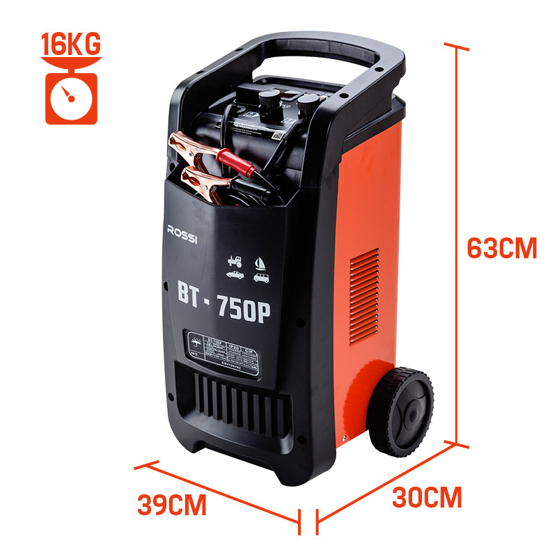 ROSSI 750 Amp Car Battery Charger, 12v/24v Jump Starter, for ATV Boat Truck Tractor, 15A Plug V219-ATOCHG750ROSB