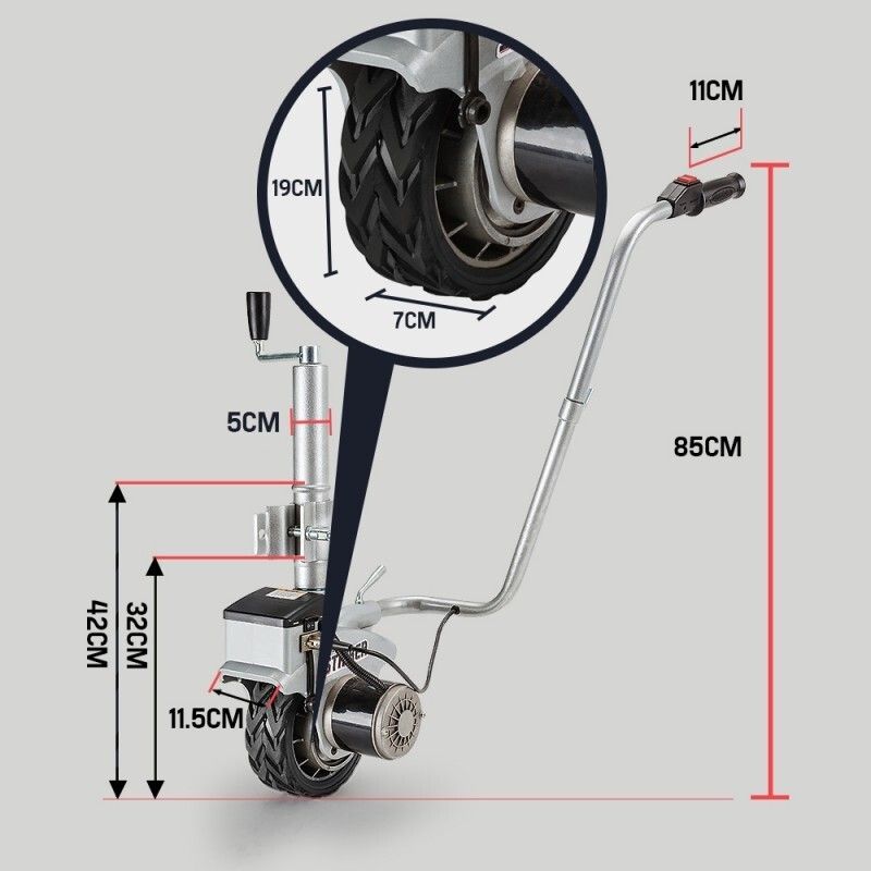 T-REX Heavy Duty 12V 350W Motorised Jockey Wheel, 2270kg Rated Electric Powered Mover for Caravan Boat Trailer V219-ATOJKYTRXAXX1