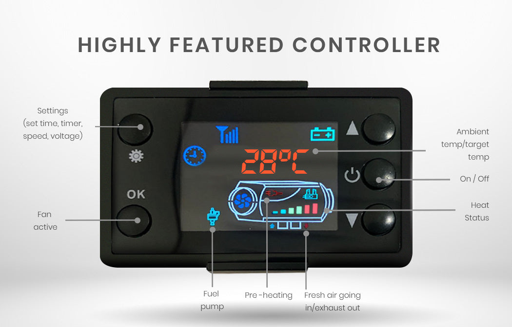 Diesel Air Heater 12V Caravan Air Motorhome 5kW All-in-one Car Camper Parking Trailer Heating V219-ATORVHTHMA6BK