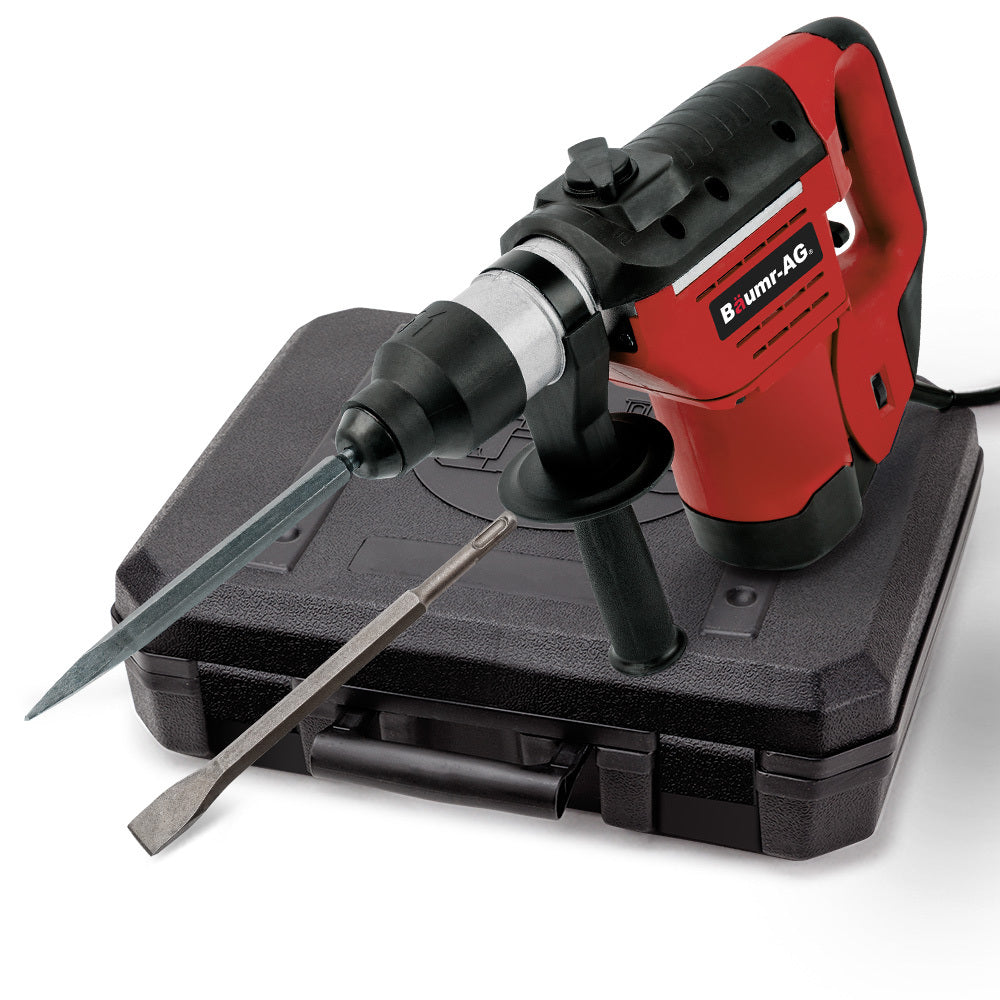 Baumr-AG 1500W Pro-Grade Electric Rotary Jackhammer Hammer Drill, with 2 Bonus Chisels, 3 Drill Bits V219-BAJHTL01A