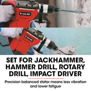 Baumr-AG 1500W Pro-Grade Electric Rotary Jackhammer Hammer Drill, with 2 Bonus Chisels, 3 Drill Bits V219-BAJHTL01A