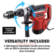 Baumr-AG 1500W Pro-Grade Electric Rotary Jackhammer Hammer Drill, with 2 Bonus Chisels, 3 Drill Bits V219-BAJHTL01A