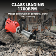Baumr-AG 2200W Pro-Grade Electric Demolition Jackhammer, with 3 Bonus Chisels, Carry Case V219-BAJHTL02A