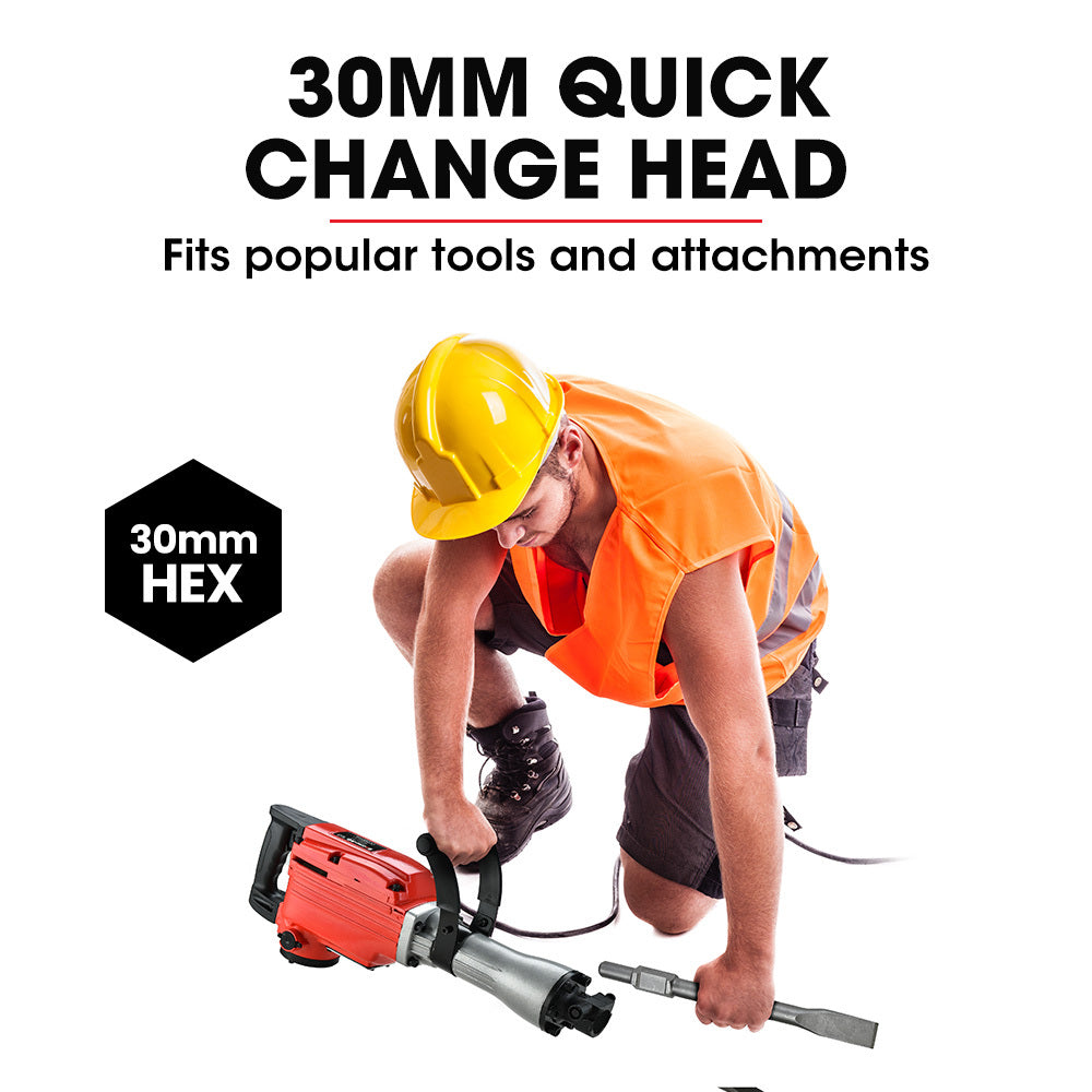 Baumr-AG 2200W Pro-Grade Electric Demolition Jackhammer, with 3 Bonus Chisels, Carry Case V219-BAJHTL02A