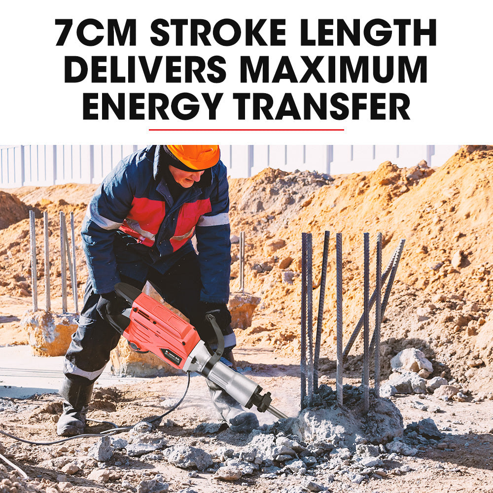 Baumr-AG 2300W Pro-Grade Electric Demolition Jackhammer, with 3 Bonus Chisels, Carry Case V219-BAJHTL04A