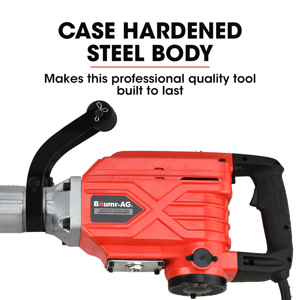 Baumr-AG 2300W Pro-Grade Electric Demolition Jackhammer, with 3 Bonus Chisels, Carry Case V219-BAJHTL04A