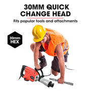 Baumr-AG 2300W Pro-Grade Electric Demolition Jackhammer, with 3 Bonus Chisels, Carry Case V219-BAJHTL04A