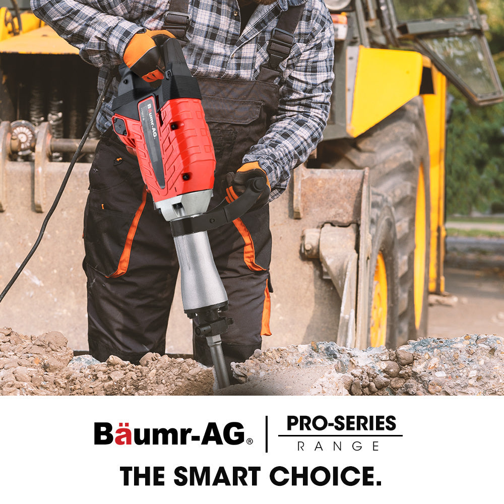 Baumr-AG 2400W Pro-Grade Electric Demolition Jackhammer, with 3 Bonus Chisels, Carry Case V219-BAJHTL05A