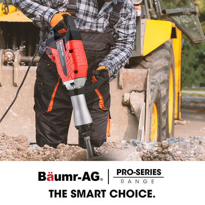 Baumr-AG 2400W Pro-Grade Electric Demolition Jackhammer, with 3 Bonus Chisels, Carry Case V219-BAJHTL05A