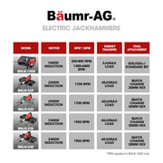 Baumr-AG 2400W Pro-Grade Electric Demolition Jackhammer, with 3 Bonus Chisels, Carry Case V219-BAJHTL05A