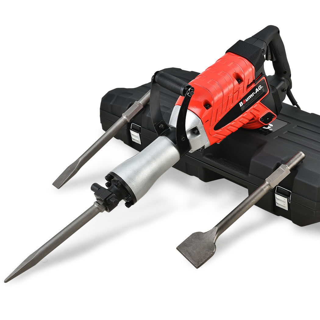 Baumr-AG 2400W Pro-Grade Electric Demolition Jackhammer, with 3 Bonus Chisels, Carry Case V219-BAJHTL05A