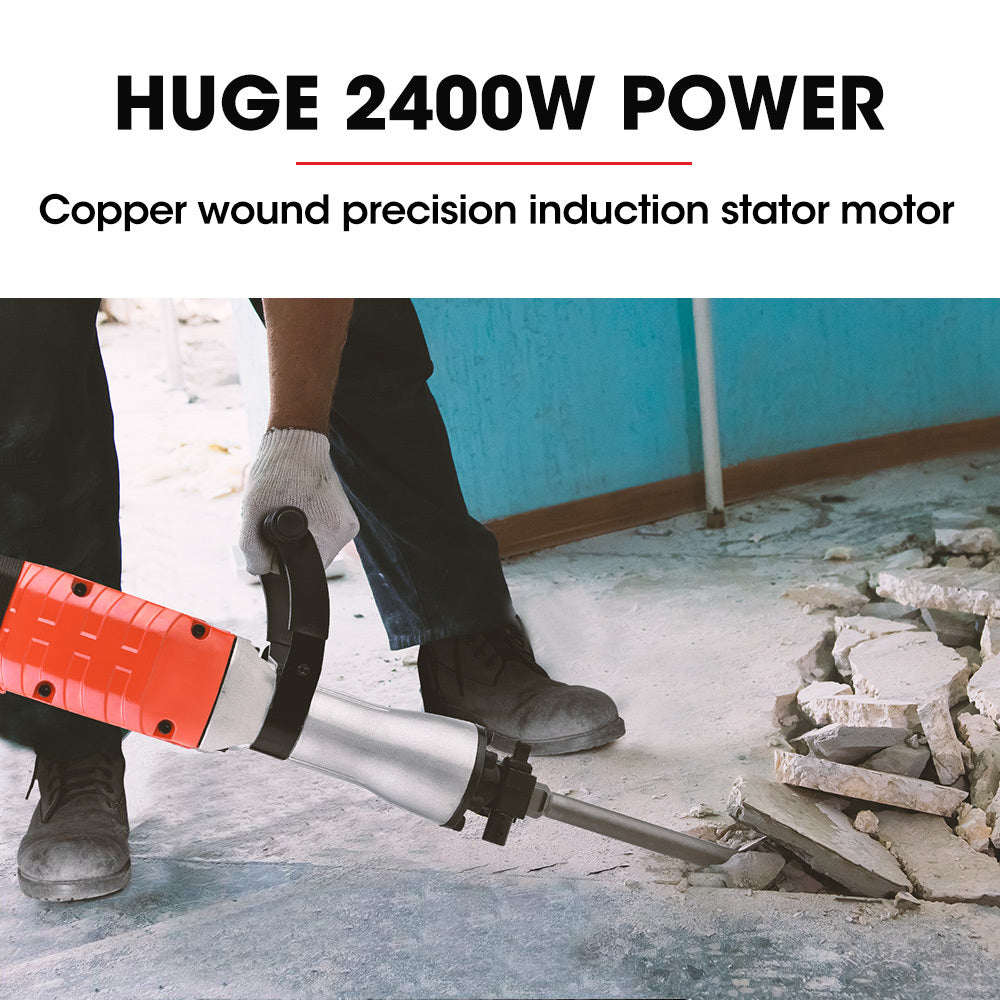 Baumr-AG 2400W Pro-Grade Electric Demolition Jackhammer, with 3 Bonus Chisels, Carry Case V219-BAJHTL05A
