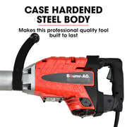 Baumr-AG 2400W Pro-Grade Electric Demolition Jackhammer, with 3 Bonus Chisels, Carry Case V219-BAJHTL05A