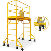Baumr-AG 1.9 x 0.8 x 1.8m Adjustable Mobile Scaffold Platform, Guard Rail, Outrigger Wheel Set, Trapdoor Hatch V219-BAMOTL04A