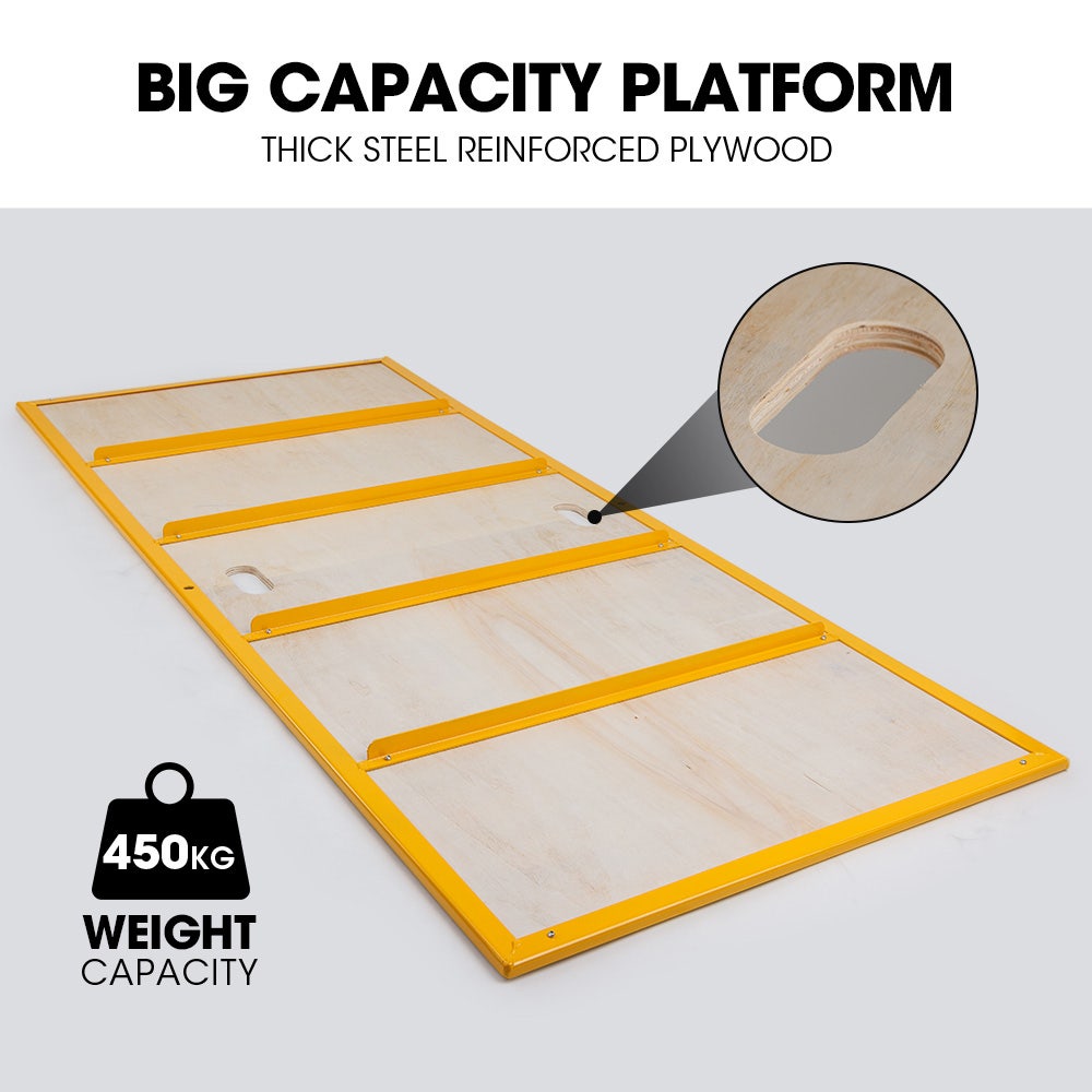 Baumr-AG 1.9 x 0.8 x 1.8m Adjustable Mobile Scaffold Platform, Guard Rail, Outrigger Wheel Set, Trapdoor Hatch V219-BAMOTL04A