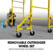 Baumr-AG 1.9 x 0.8 x 1.8m Adjustable Mobile Scaffold Platform, Guard Rail, Outrigger Wheel Set, Trapdoor Hatch V219-BAMOTL04A