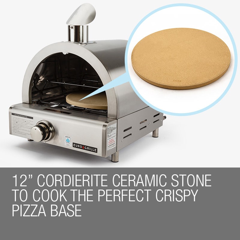 EuroGrille Portable Pizza Oven BBQ Camping LPG Gas Benchtop Stainless Steel V219-BBQPIZEUGAXX1