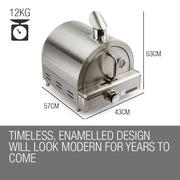EuroGrille Portable Pizza Oven BBQ Camping LPG Gas Benchtop Stainless Steel V219-BBQPIZEUGAXX1