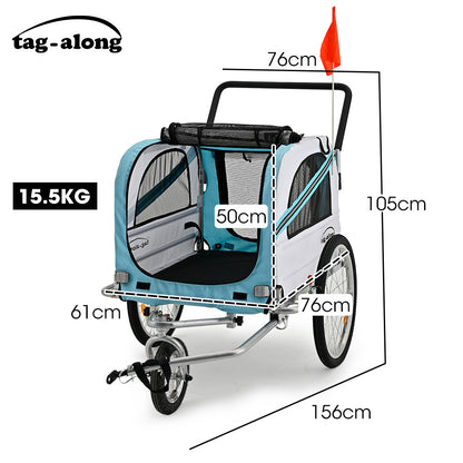 TAG-ALONG Pet & Cargo Jogger Bike Trailer, Pull Behind Bicycle Trailer Carrier Stroller, Blue V219-BCAPBTTATSBA