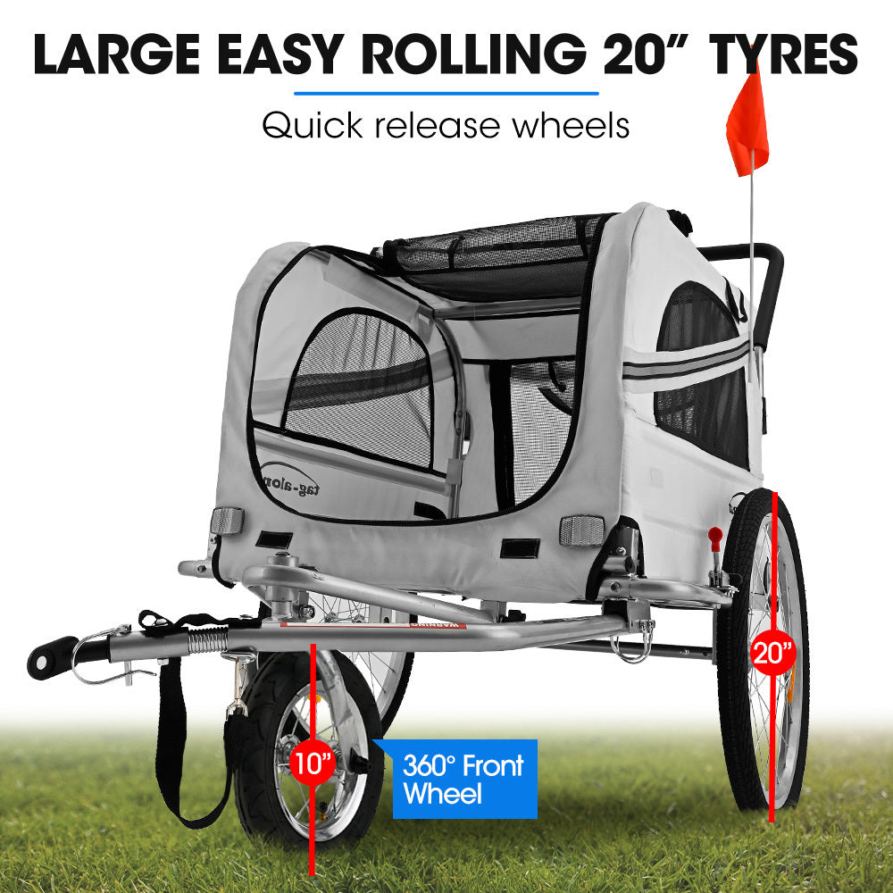 TAG-ALONG Pet & Cargo Jogger Bike Trailer, Pull Behind Bicycle Trailer Carrier Stroller, Grey V219-BCAPBTTATSGA