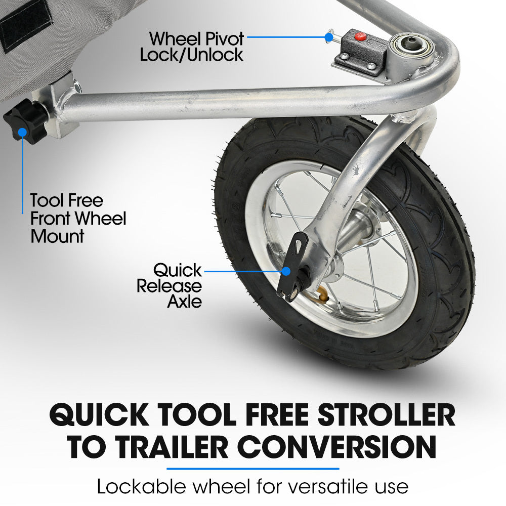 TAG-ALONG Pet & Cargo Jogger Bike Trailer, Pull Behind Bicycle Trailer Carrier Stroller, Grey V219-BCAPBTTATSGA