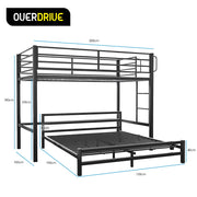 KINGSTON SLUMBER Metal Single Loft Bed And Double Underbed Frame, Multifunctional, Space Saving with Fixed V219-BEDBBBKSL8GA