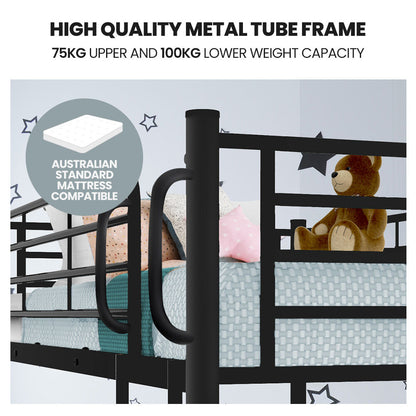 Kingston Slumber 2in1 King Single Metal Bunk Bed Frame, with Modular Design, Dark Matte Grey V219-BEDBBSKS02MA