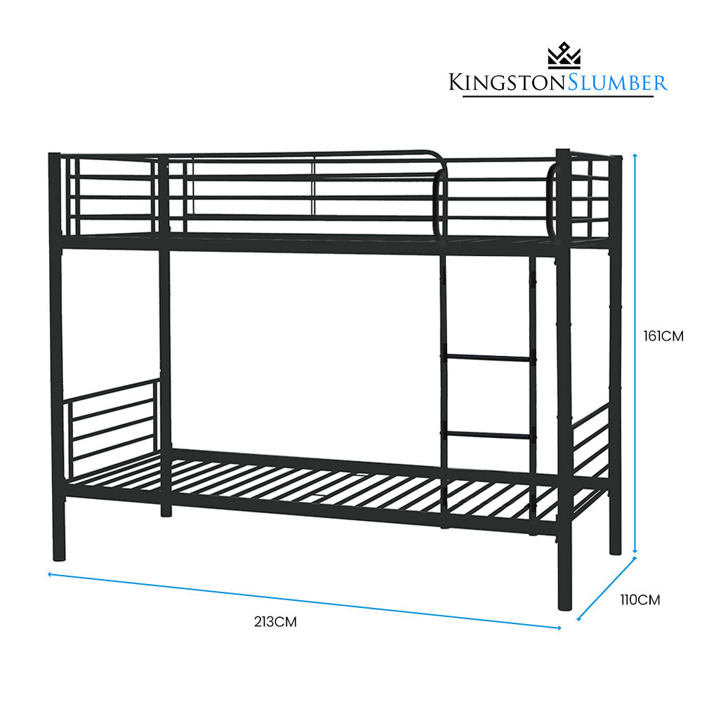 Kingston Slumber 2in1 King Single Metal Bunk Bed Frame, with Modular Design, Dark Matte Grey V219-BEDBBSKS02MA