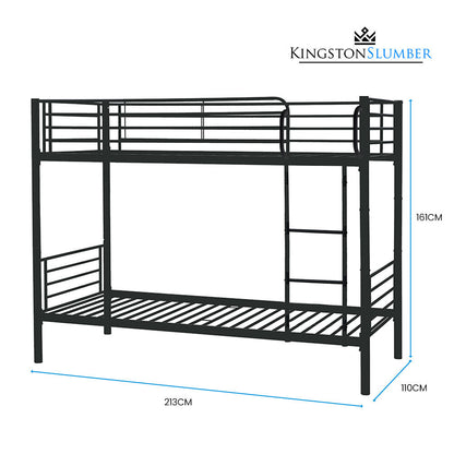 Kingston Slumber 2in1 King Single Metal Bunk Bed Frame, with Modular Design, Dark Matte Grey V219-BEDBBSKS02MA