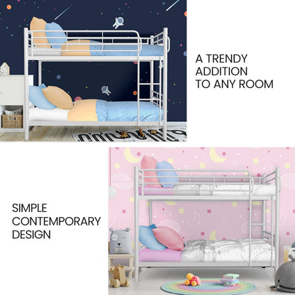 KINGSTON SLUMBER 2in1 King Single Metal Bunk Bed Frame, with Modular Design, Matte White V219-BEDBBSKS2MWA